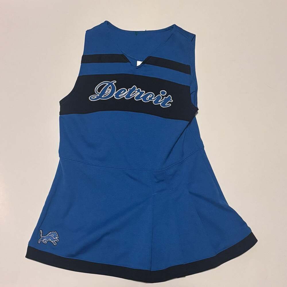 Girls Infant Blue/Black Detroit Lions Cheer Captain Jumper Dress